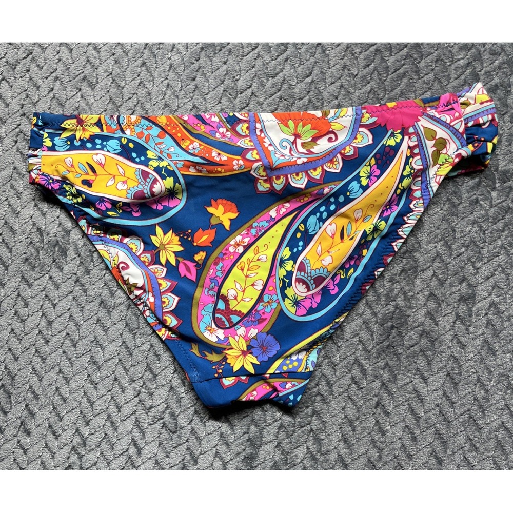 Trina Turk Blue Multicolor Ruffle Off-Shoulder Bikini Set - Picture 5 of 15